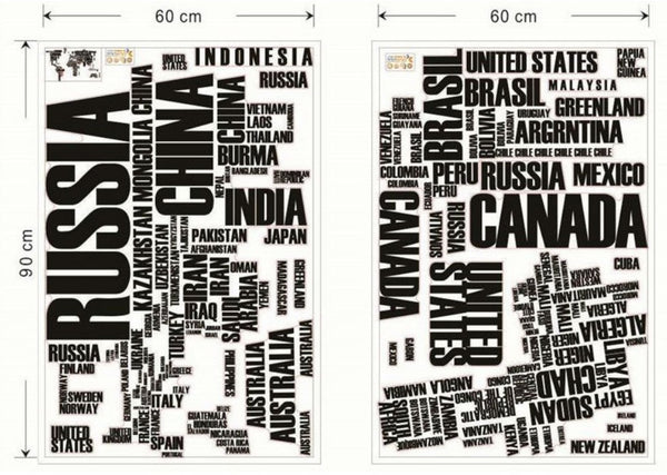 Large World Map Wall Stickers