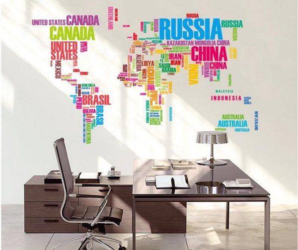 Large World Map Wall Stickers